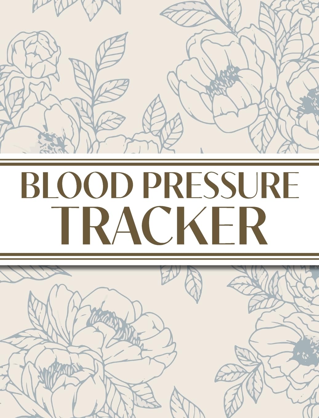 XL Large Print 1-Year Blood Pressure Tracker (Blue Roses on Cream) Leisure & Fun
