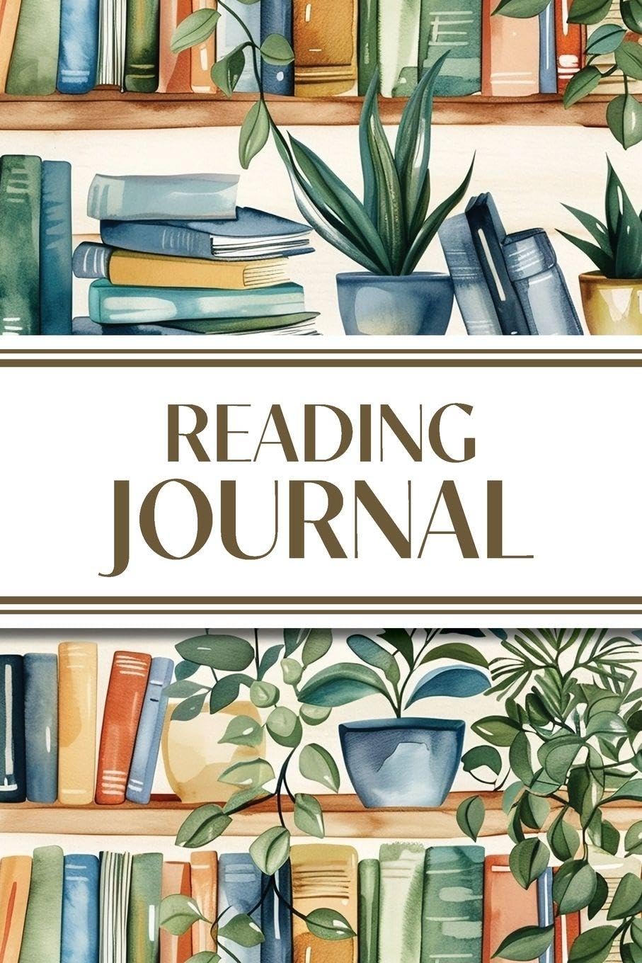 Reading Journal (Watercolor Bookshelves with Potted Plants) Law