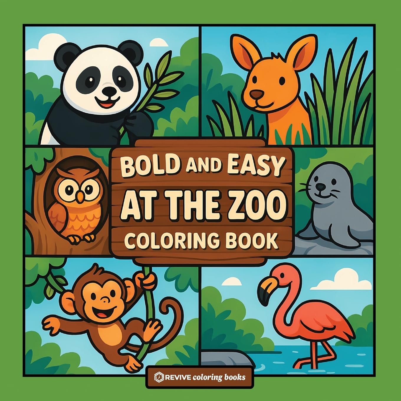 Bold & Easy At The Zoo Coloring Book Hobbies & Crafts