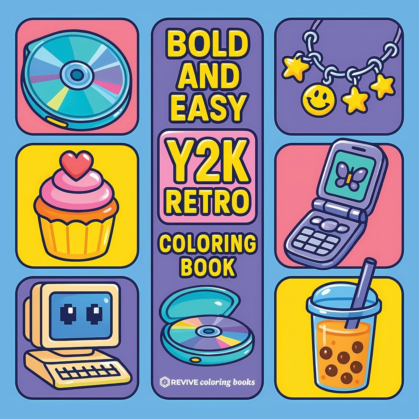 Bold & Easy Y2K Retro Coloring Book Hobbies & Crafts
