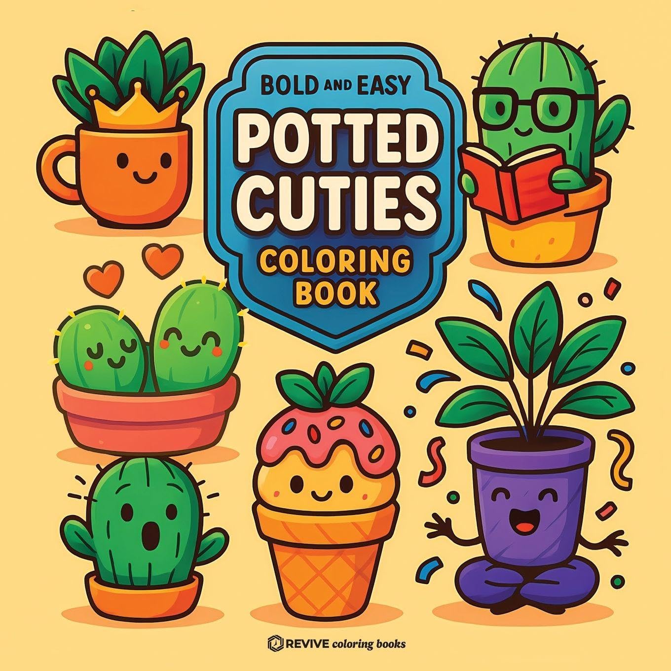 Bold & Easy Potted Cuties Coloring Book Hobbies & Crafts