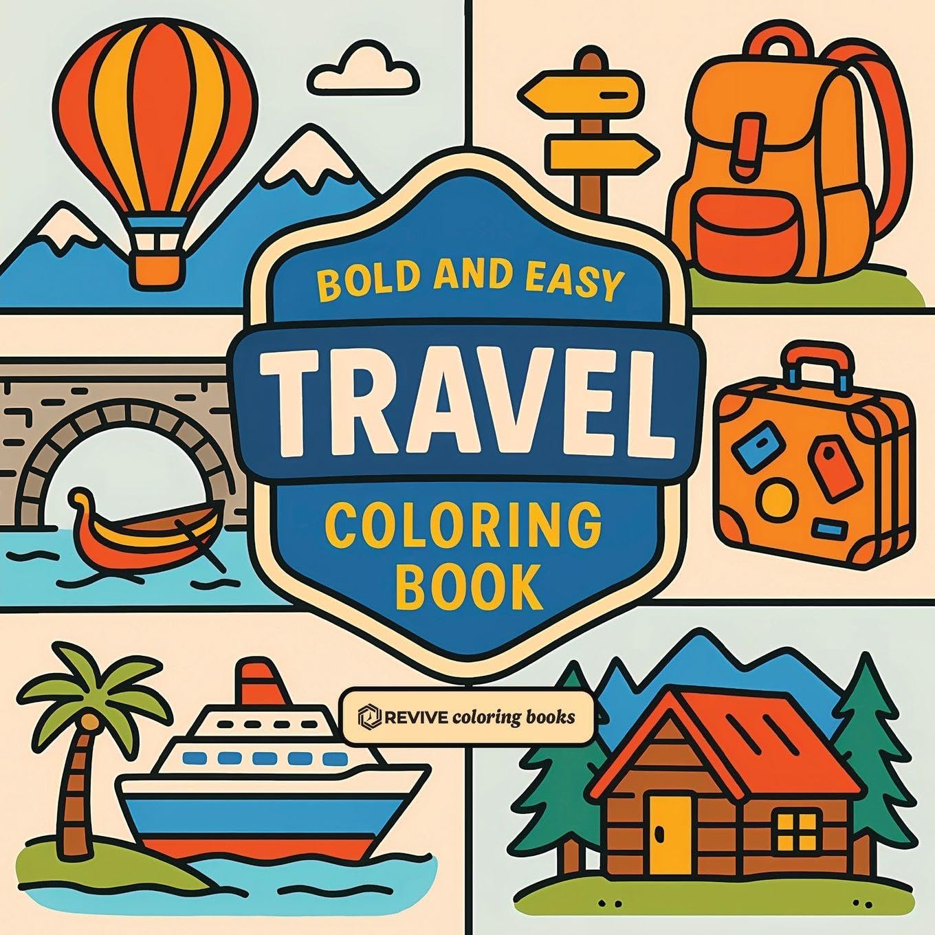 Bold & Easy Travel Coloring Book Hobbies & Crafts
