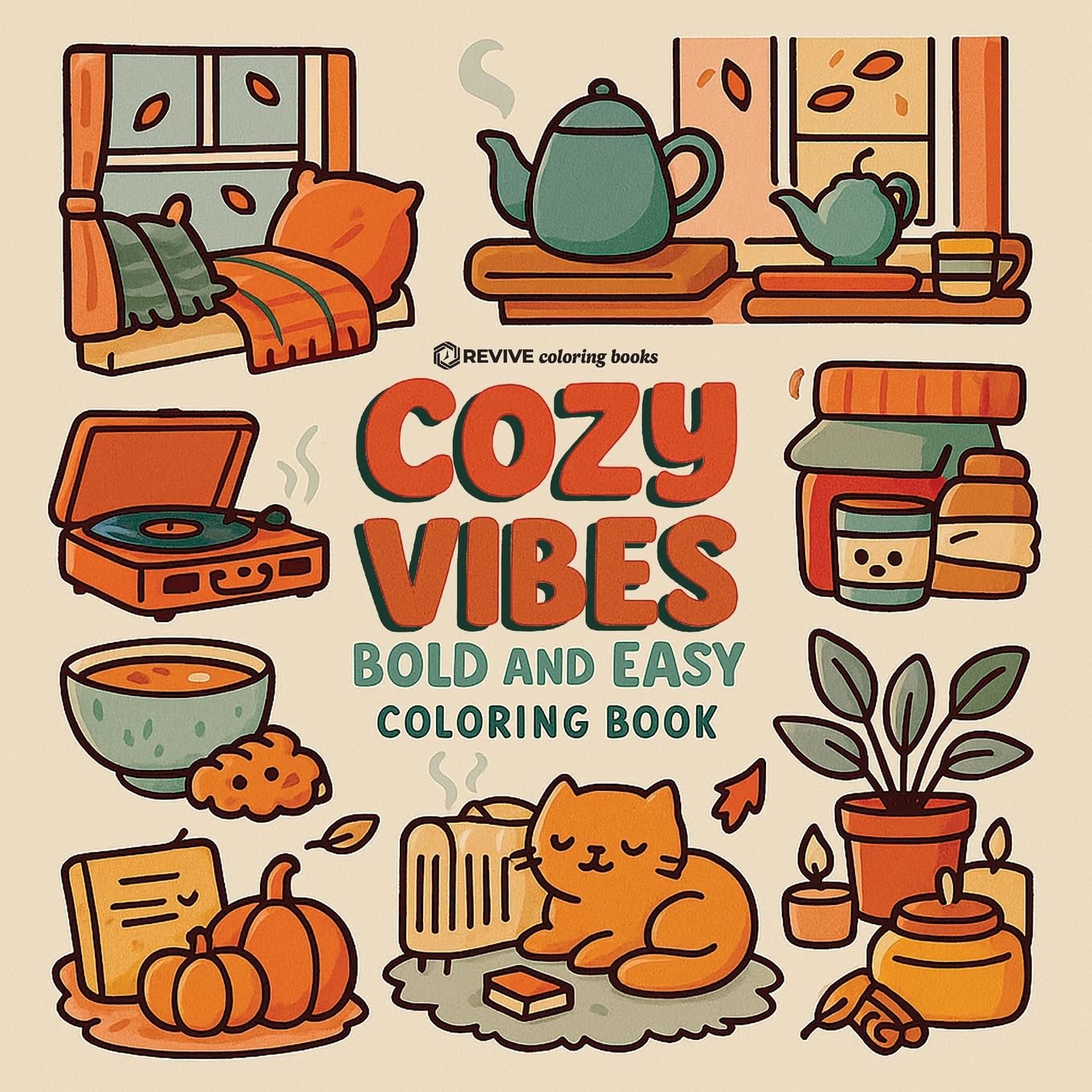 Bold & Easy Cozy Vibes Coloring Book Hobbies & Crafts