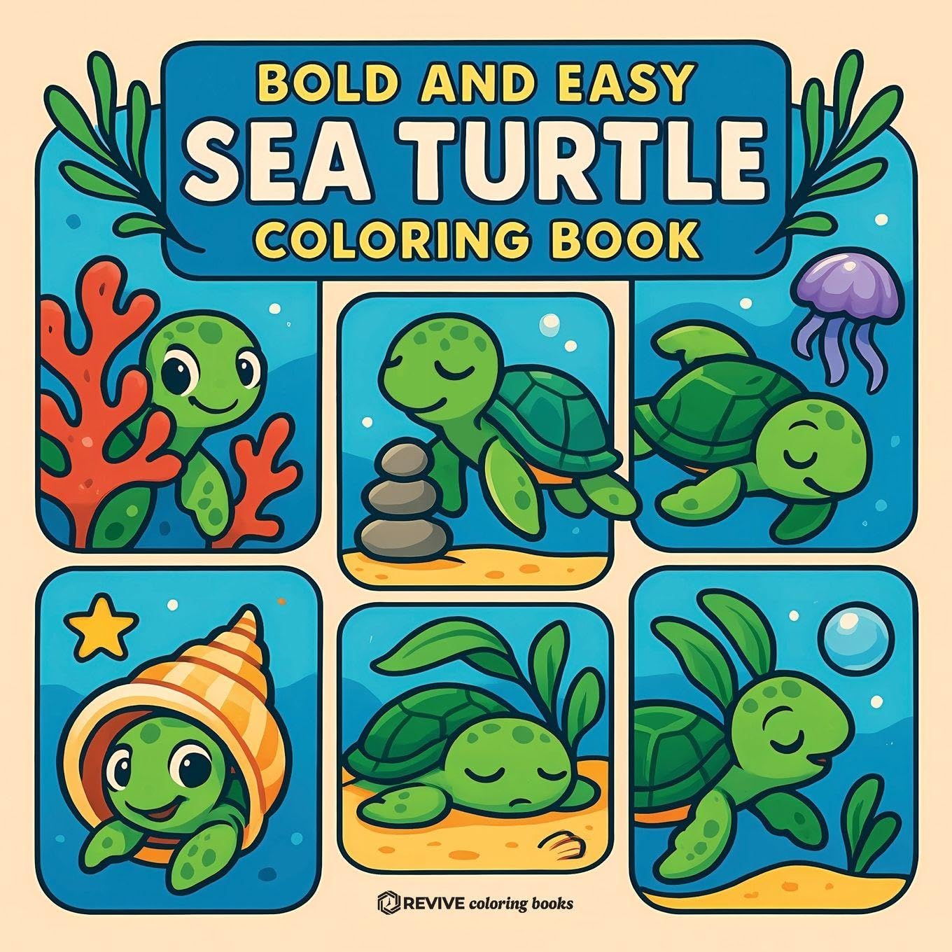 Bold & Easy Sea Turtle Coloring Book Hobbies & Crafts