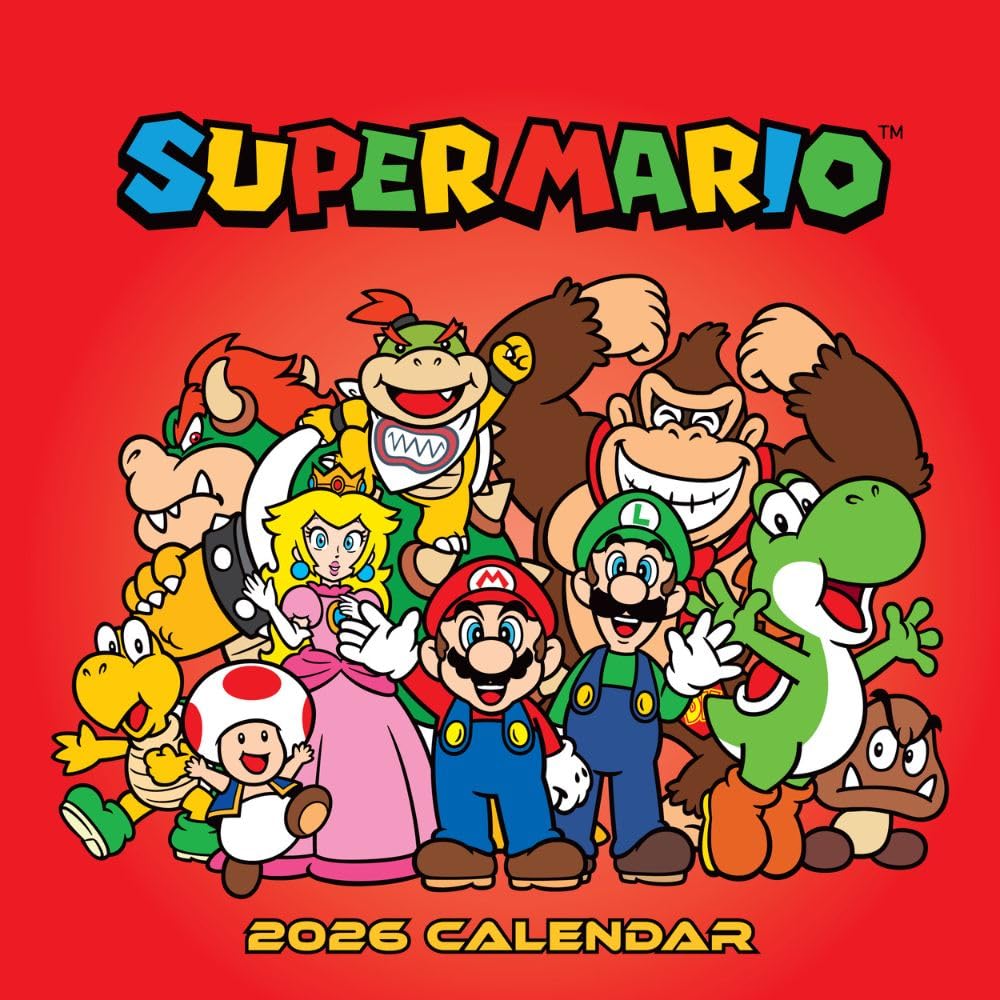 2026 CALENDAR SUPER MARIO MONTH TO VIEW SQUARE WALL CALENDAR OFFICIAL PRODUCT Books