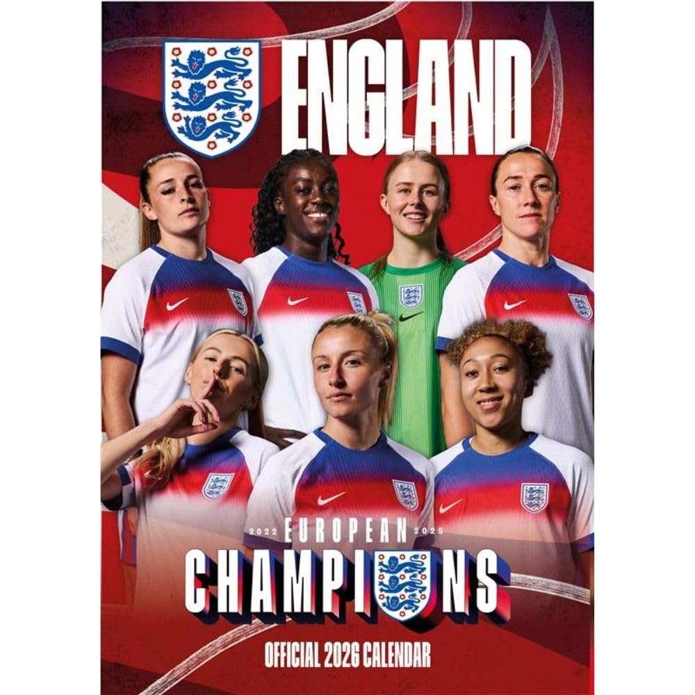 2026 CALENDAR ENGLAND WOMEN'S FOOTBALL MONTH TO VIEW A3 WALL CALENDAR OFFICIAL PRODUCT Books