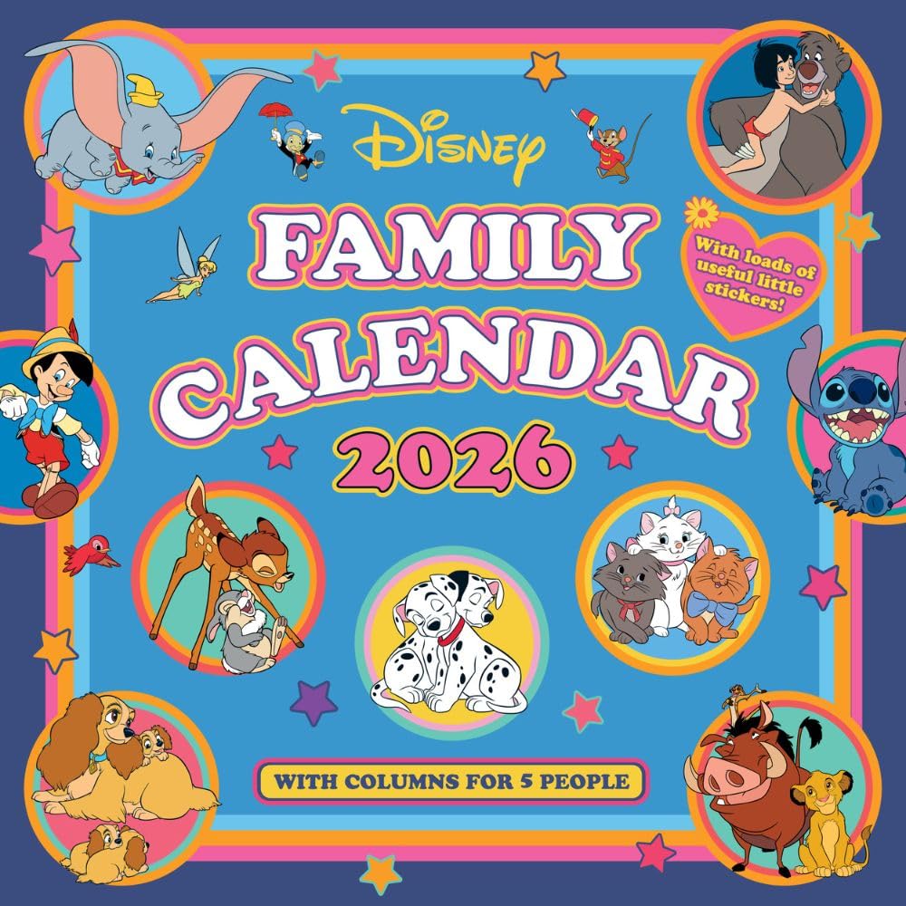 DISNEY CLASSICS 2026 FAMILY ORGANISER CALENDAR (WITH STICKERS AND POCKET) Books