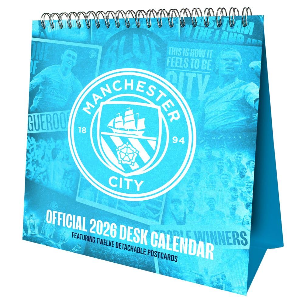 2026 CALENDAR MANCHESTER CITY FC MONTH TO VIEW POSTCARD DESK EASEL OFFICIAL PRODUCT Books