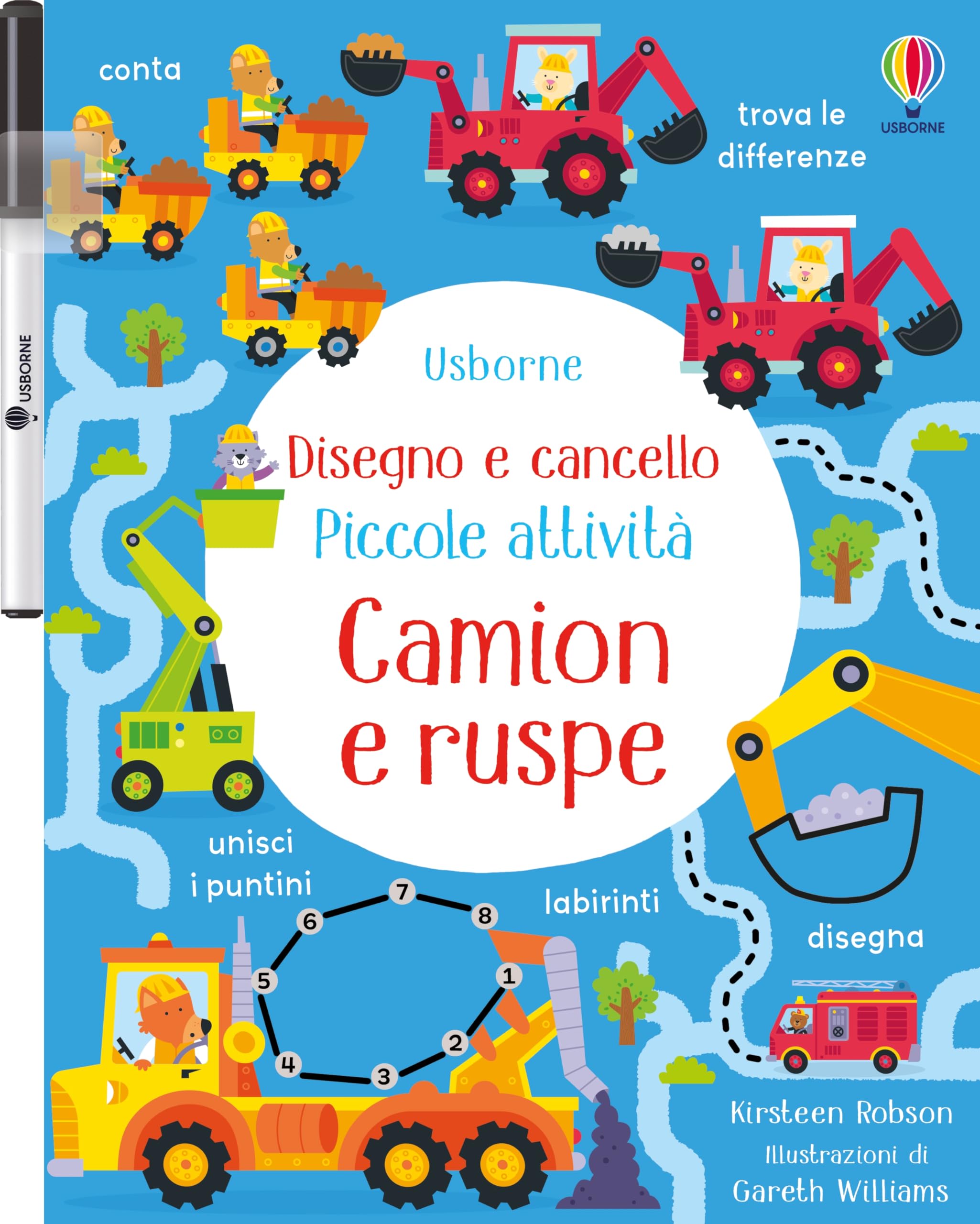 Camion e ruspe. Ediz. a colori. Con pennarello (Disegno e cancello. Piccole attività) Non-fiction
