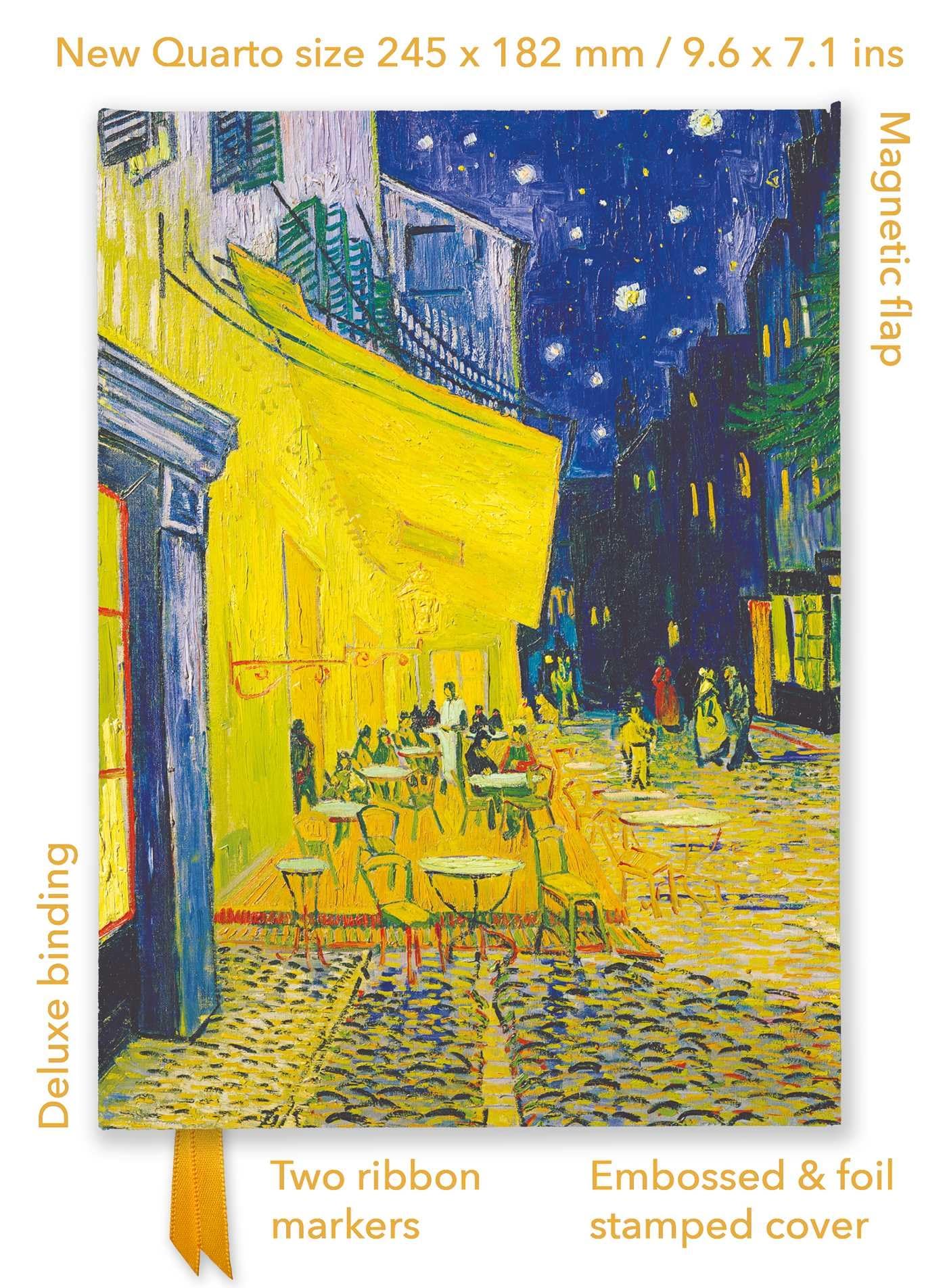 Premium Notizbuch Quartformat: Vincent van Gogh, Caféterrasse am Abend: Unser hochwertiges, liniertes Blankbook mit festem, künstlerisch geprägtem ... Quartformat Notizbuch mit Magnetverschluss) Media & Communication