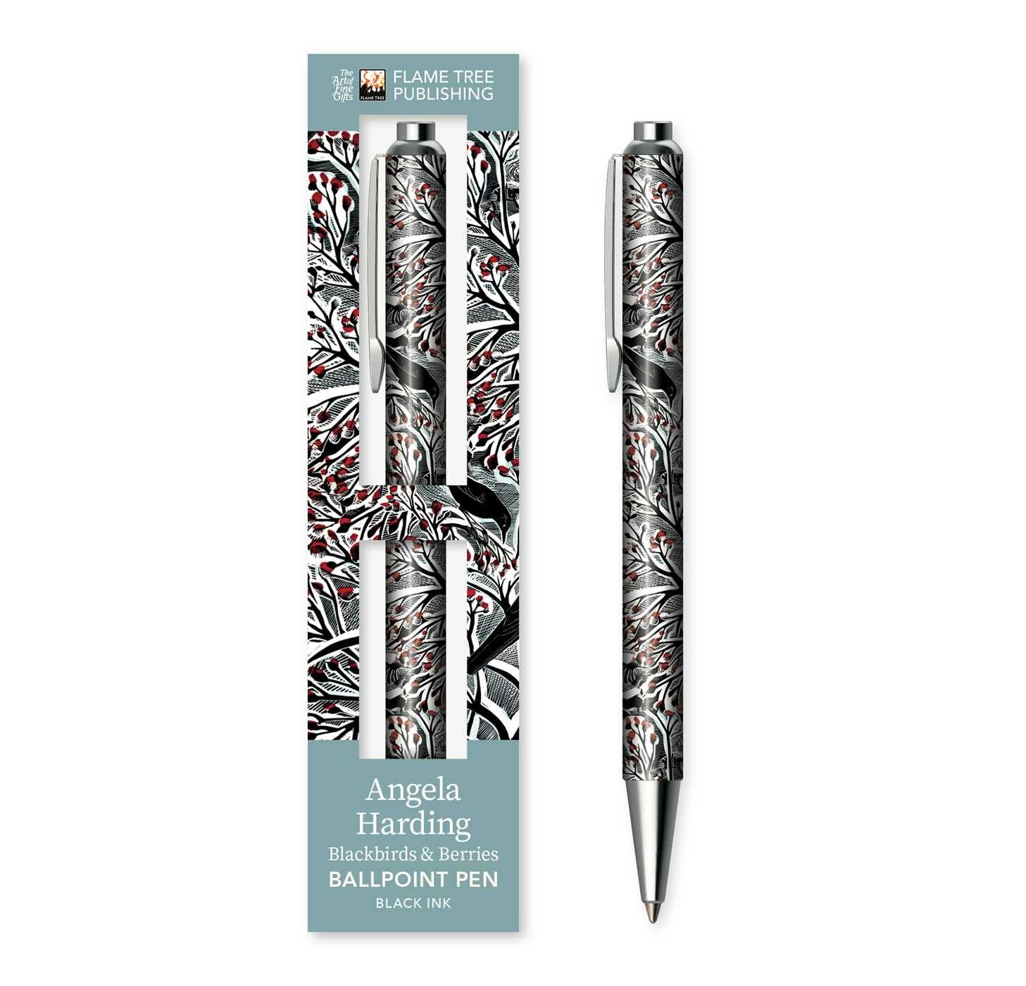 Premium Kugelschreiber: Angela Harding, Amseln und Beeren: Unser Hochwertiger Ballpoint Pen in einer dekorativen Geschenkbox und mit auswechselbarer Kugelschreibermine (Kugeschreiber mit Kunstmotiv) Media & Communication