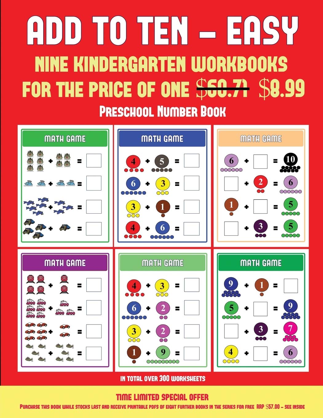 Preschool Number Book (Add to Ten - Easy): 30 full color preschool/kindergarten addition worksheets that can assist with understanding of math Tiptoi & Games