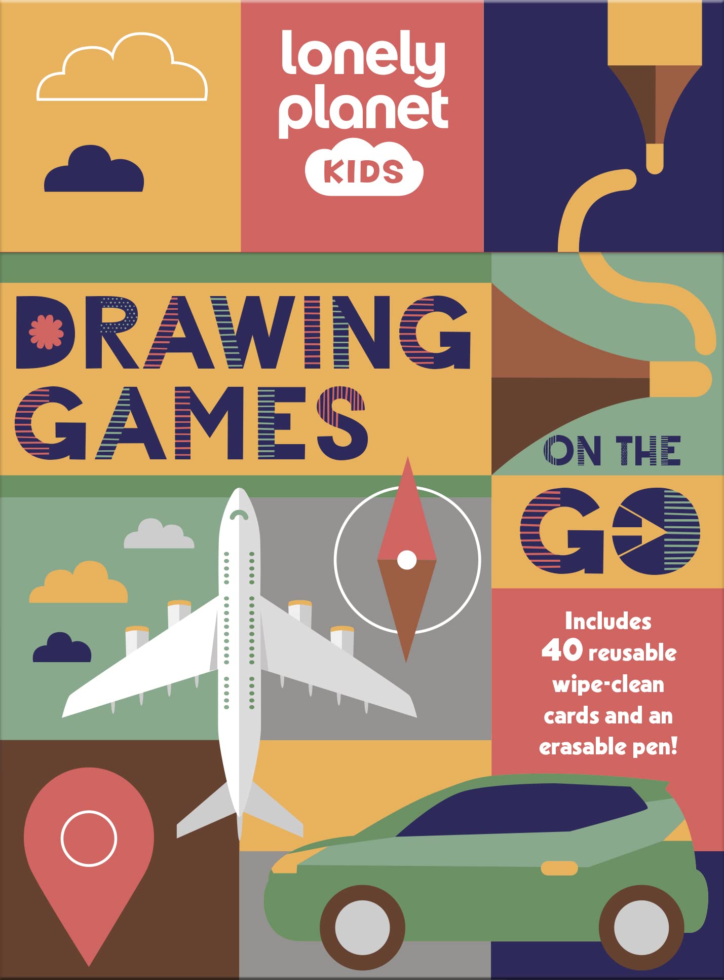 Lonely Planet Kids Drawing Games on the Go: Includes 40 Reusable Wipe-clean Cards and an Erasable Pen! Non-fiction