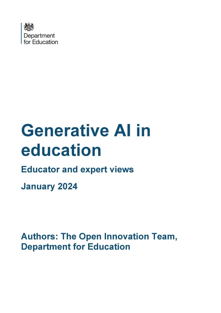 DFE-RR1402 Generative AI in education. Educator and expert views. January 2024 Books