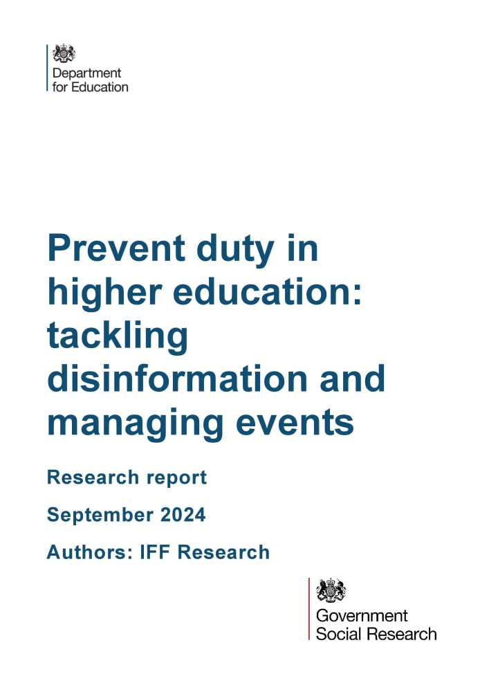 DFE-RR1415 Prevent duty in higher education: tackling disinformation and managing events. Research report. September 2024 Books