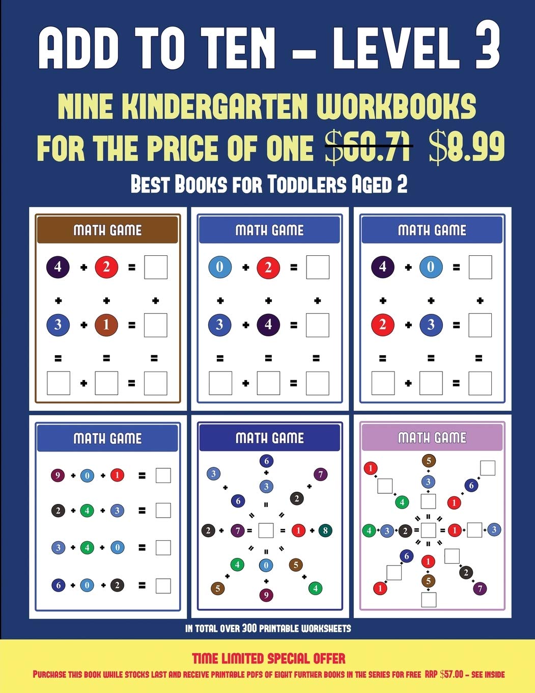 Best Books for Toddlers Aged 2 (Add to Ten - Level 3): 30 full color preschool/kindergarten addition worksheets that can assist with understanding of math Tiptoi & Games