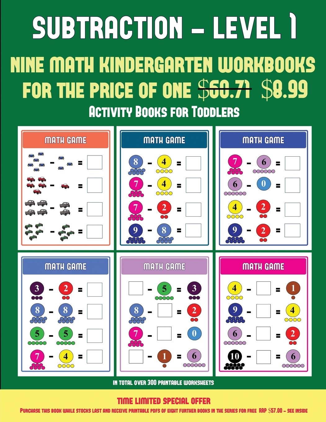 Activity Books for Toddlers (Kindergarten Subtraction/taking away Level 1): 30 full color preschool/kindergarten subtraction worksheets that can ... 8 additional PDF books worth $60.71) Tiptoi & Games