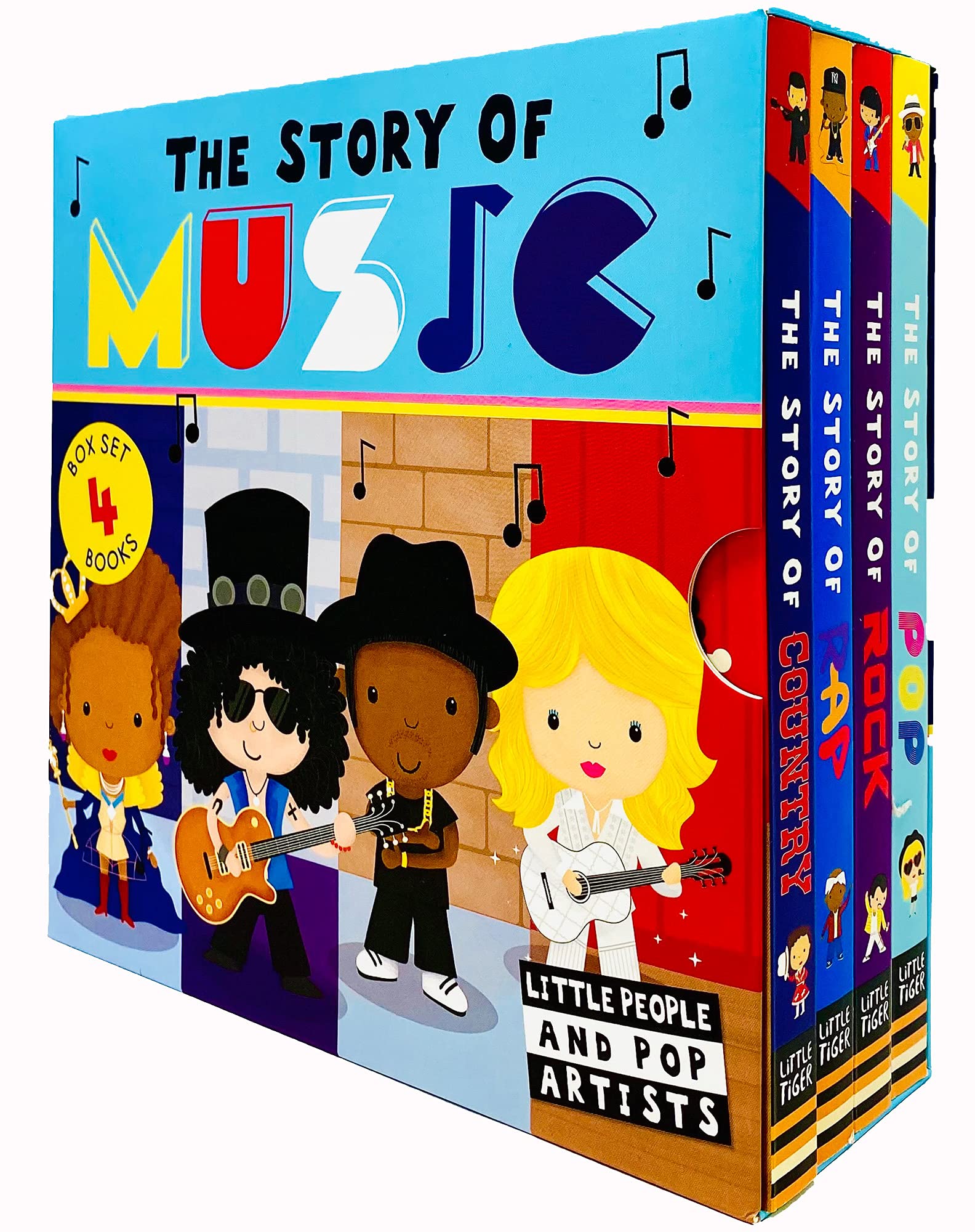 The Story of Music Little People and Pop Artists Series 4 Books Collection Box Set by Little Tiger (Pop, Rock, Rap & Country) Medicine