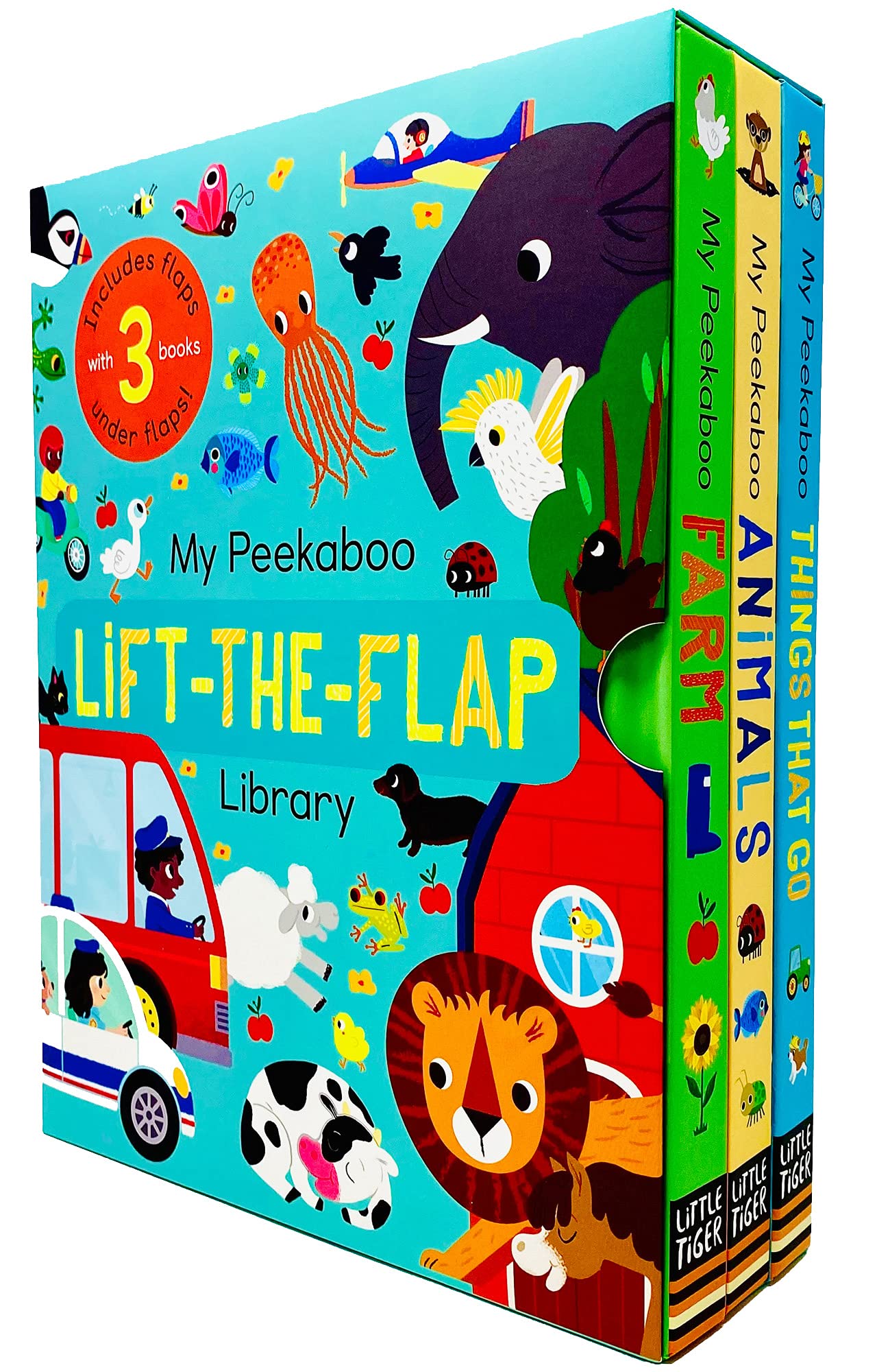 My Peekaboo Lift The Flap Library 3 Books Collection Box Set (Things That Go, Animals & Farm) Fiction