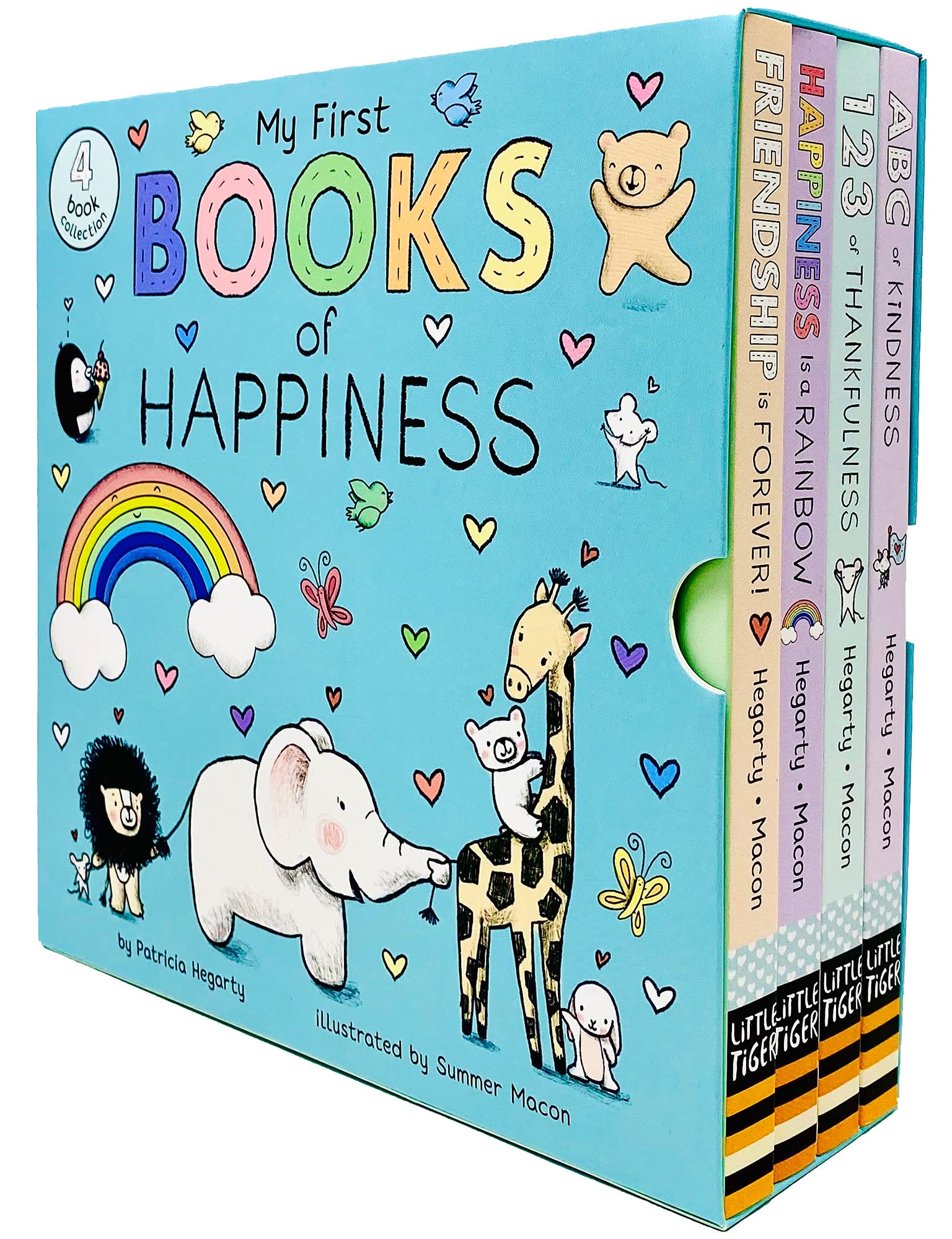 My First Books of Happiness 4-Bücher-Sammelbox-Set von Patricia Hegarty (ABC of Kindness, 123 of Thankfulness, Happiness is a Rainbow & Friendship is Forever) Fiction