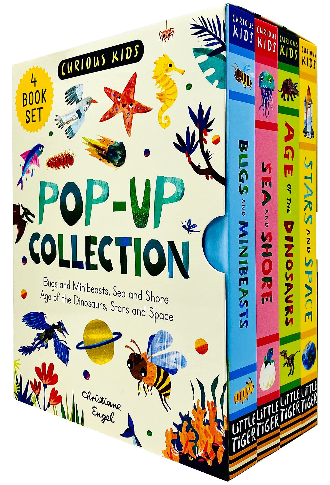 Curious Kids Pop-Up Collection 4 Books Set (Bugs and Minibeasts, Sea and Shore, Age of the Dinosaurs & Stars and Space) Non-fiction
