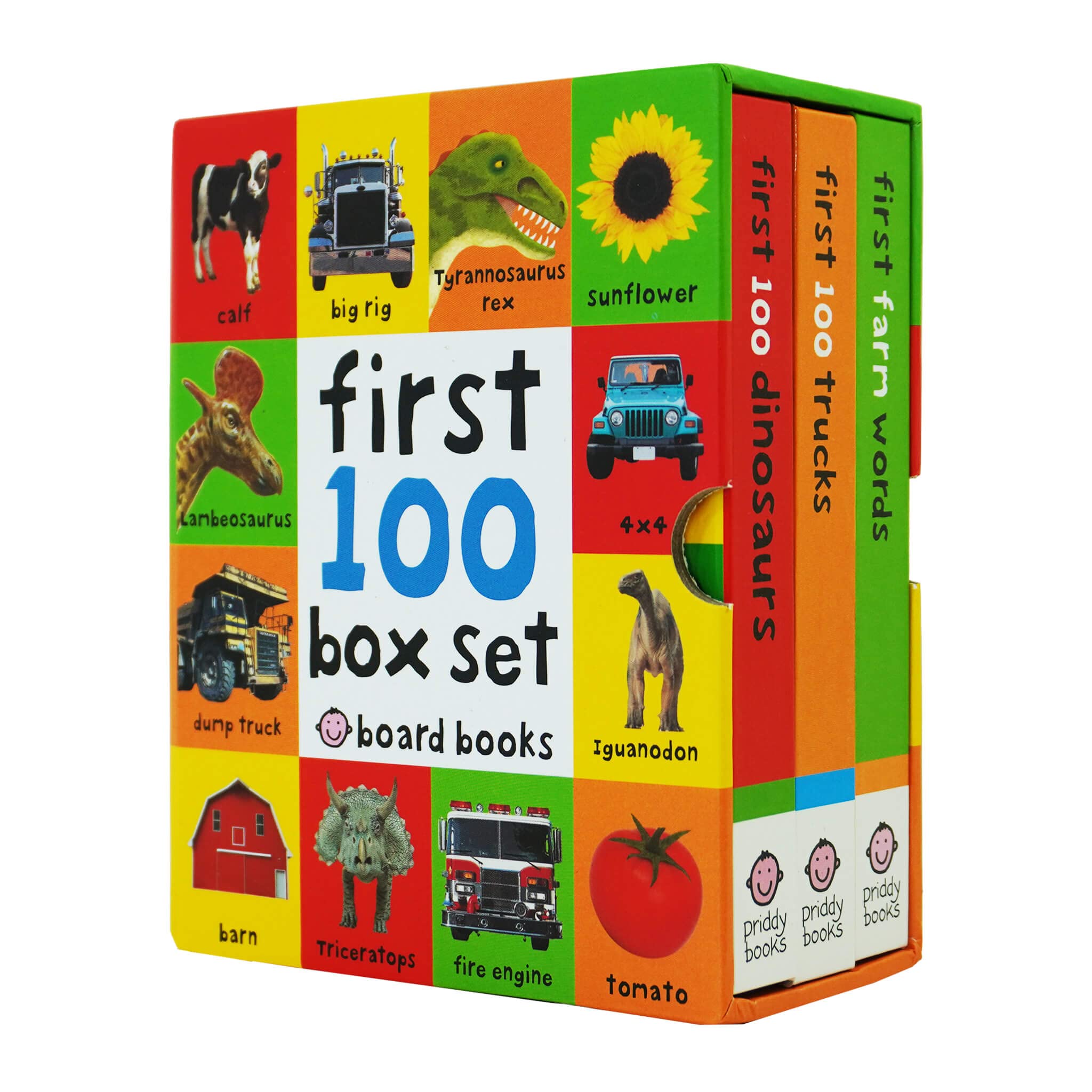 First 100 series 3 Books (Trucks, Dinosaurs & First Farm Words) Children Collection Box Set book
