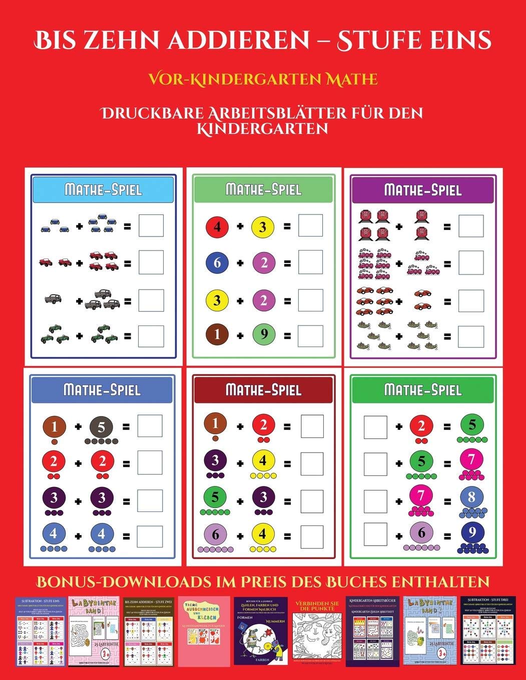 Vor-Kindergarten Mathe (Bis zehn addieren - Stufe eins): 12 Kindergarten-Arbeitsbucher zum Preis von einem. Insgesamt uber 300 druckbare Arbeitsblatter Tiptoi & Games