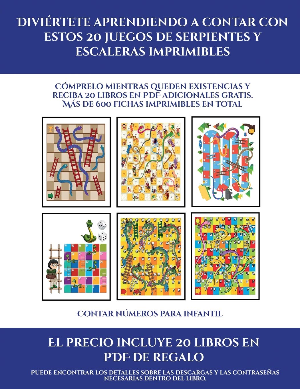 Contar números para infantil (Diviértete aprendiendo a contar con estos 20 juegos de serpientes y escaleras imprimibles): Cómprelo mientras queden ... Más de 600 fichas imprimibles en total Study Guides