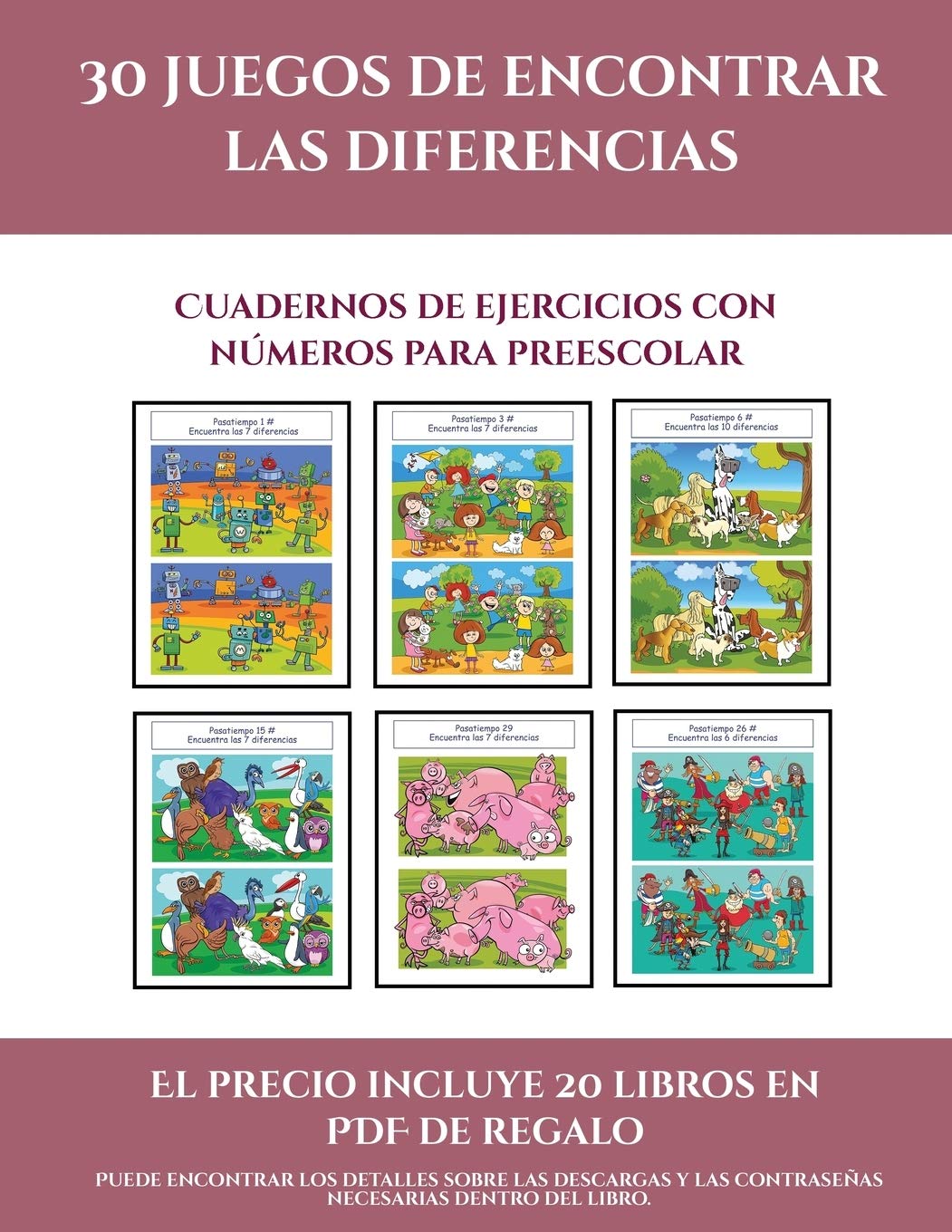Cuadernos de ejercicios con números para preescolar (30 juegos de encontrar las diferencias): Cómprelo mientras queden existencias y reciba 20 libros ... Más de 600 fichas imprimibles en total Study Guides