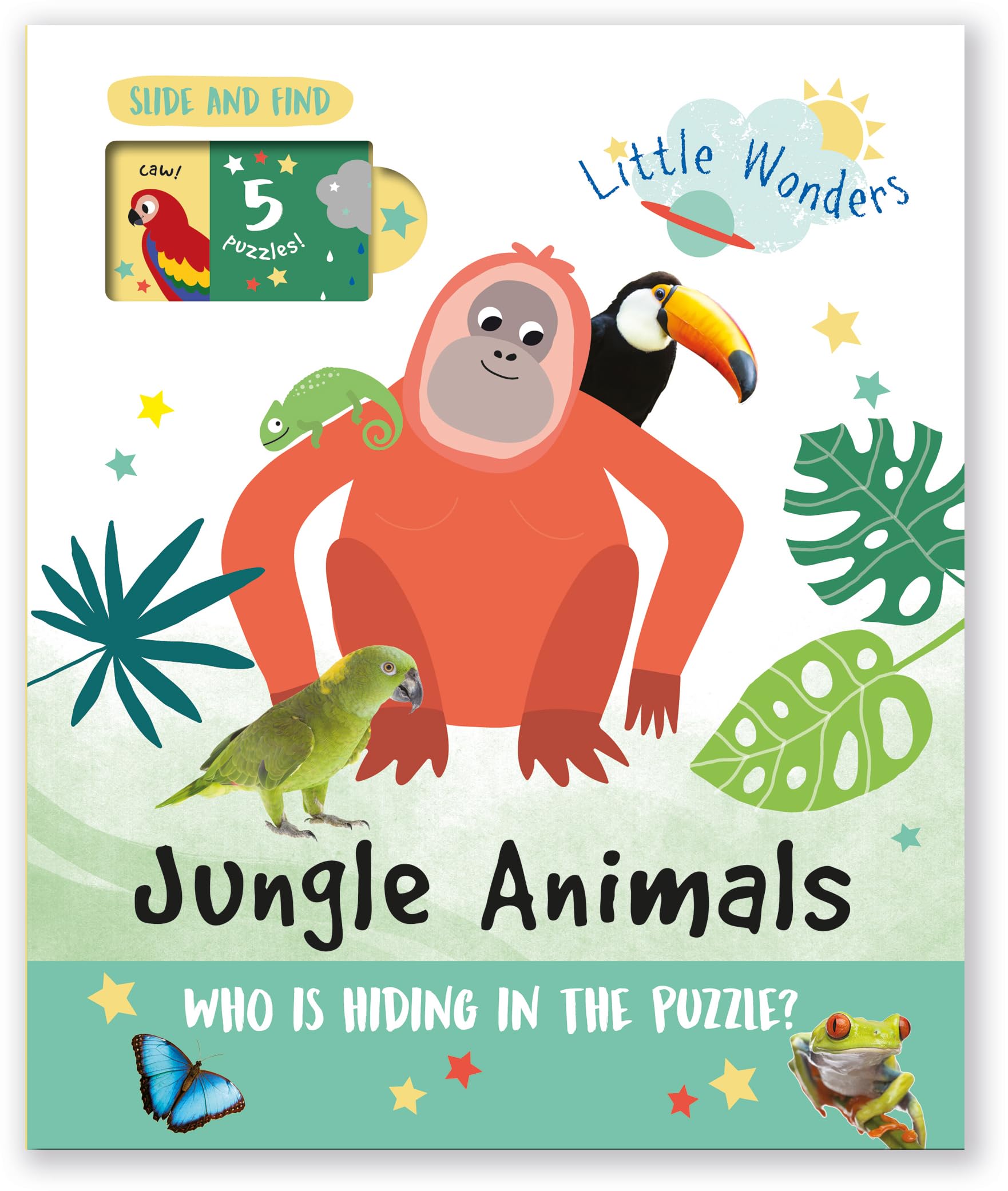 Jungle Animals: Who is Hiding in the Puzzle? (Little Wonders Puzzle Slider Board Book) Children's books
