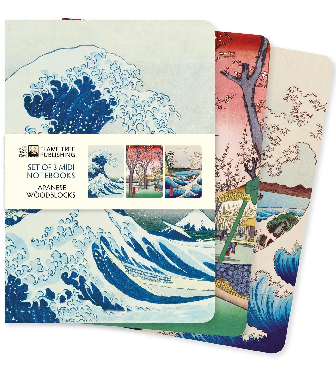 Japanese Woodblocks Set of 3 MIDI Notebooks Media & Communication