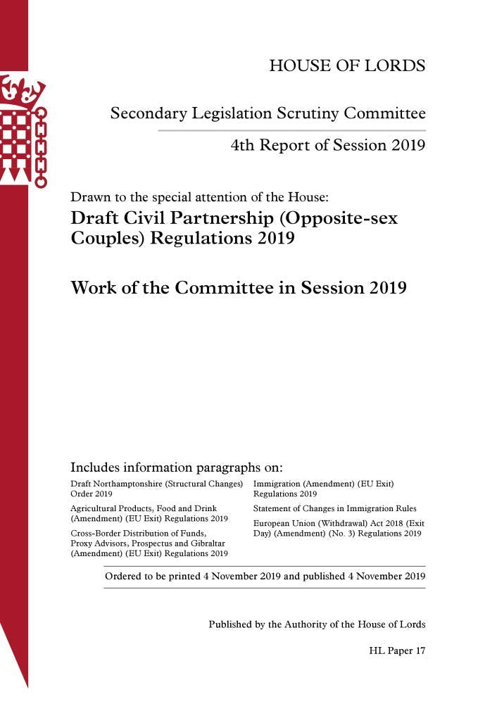 Secondary Legislation Scrutiny Committee 4th Report of Session 2019 HL 17 Books