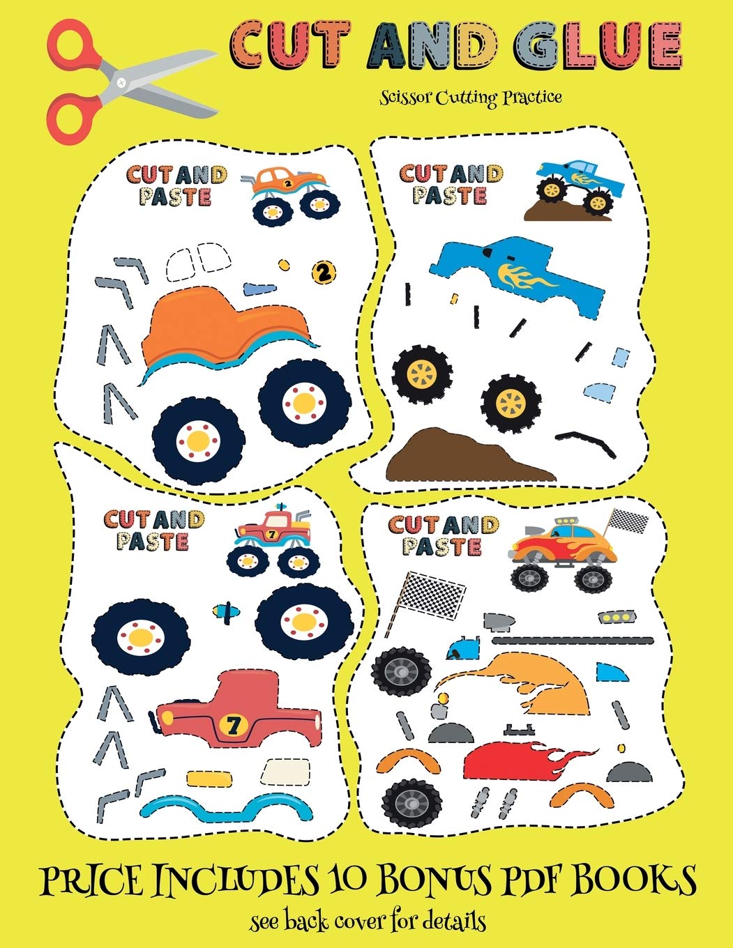 Scissor Cutting Practice (Cut and Glue - Monster Trucks): This book comes with collection of downloadable PDF books that will help your child make an ... control, develop visuo-spatial skills, and t Tiptoi & Games