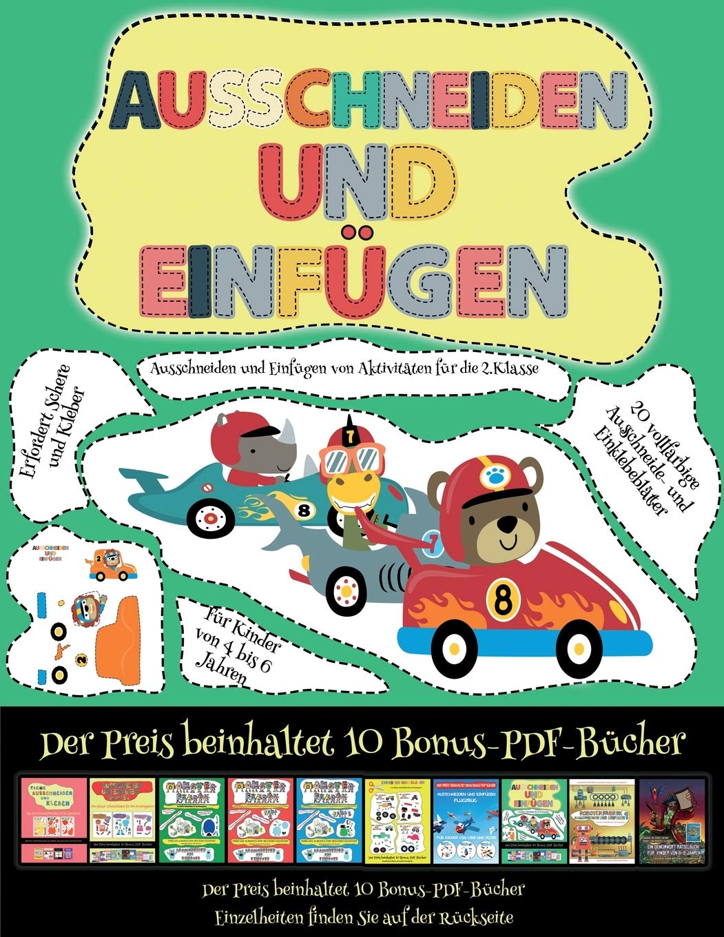 Ausschneiden und Einfügen von Aktivitäten für die 2.Klasse: Ausschneiden und Einfügen - Rennwagen Books