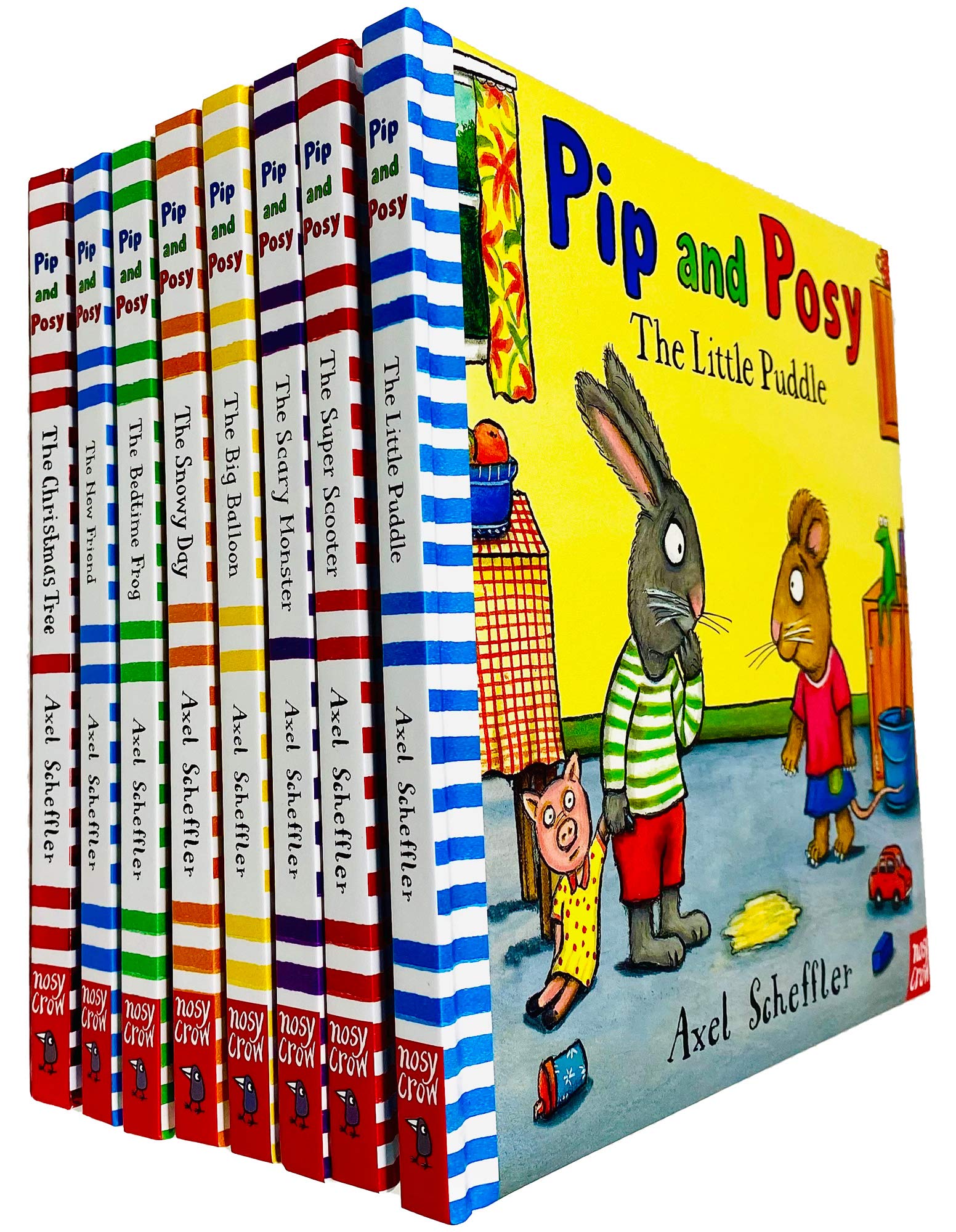 Pip and Posy Collection 8-Bücher-Set von Axel Scheffler (Der Super-Scooter, Die kleine Pfütze, Das gruselige Monster, Der große Ballon, Der verschneite Tag, Der Gute-Nacht-Frosch, Der neue Freund, De Fiction