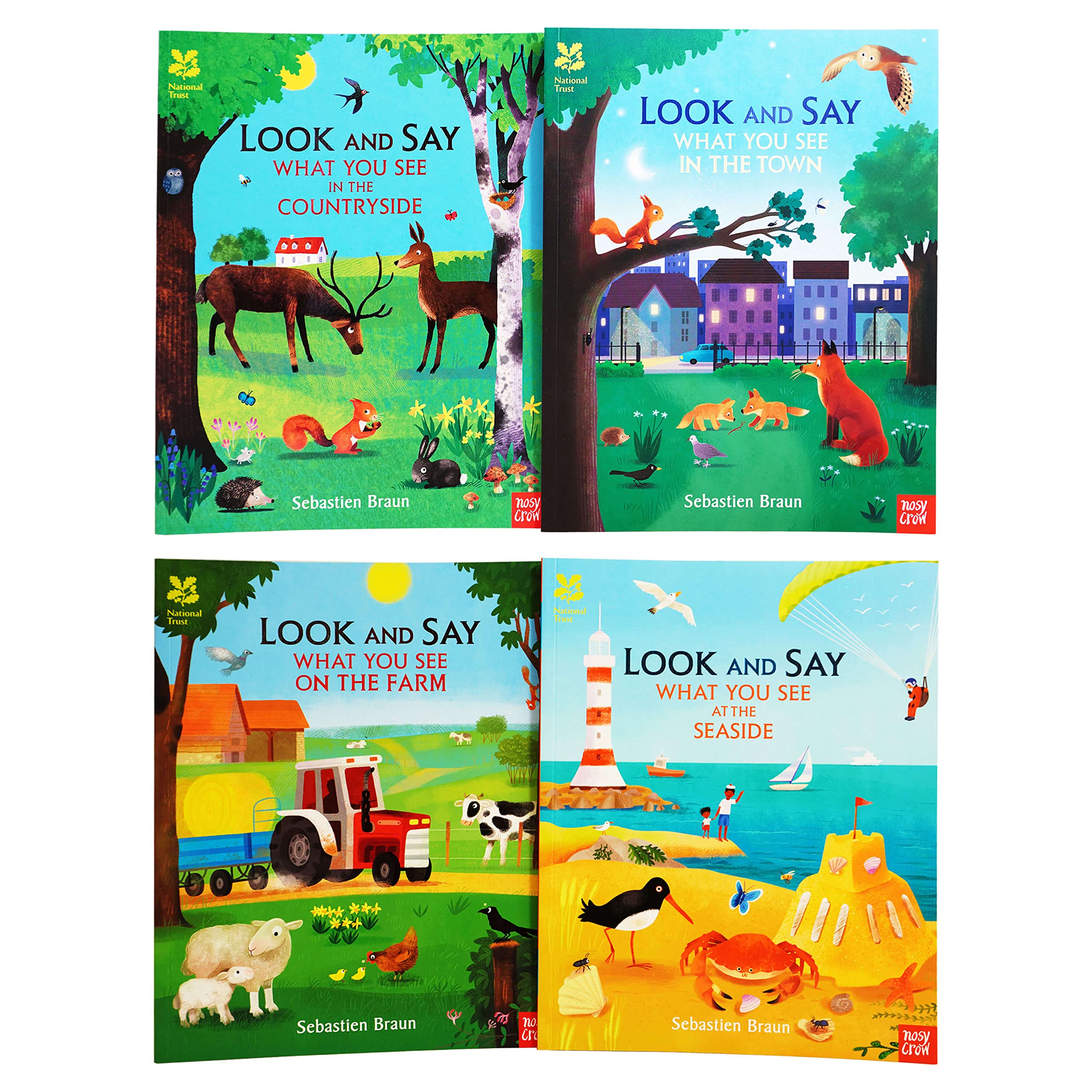 National Trust Look and Say 4 Books Children's Collection Set (Farm, Countryside, Seaside & Town) Books