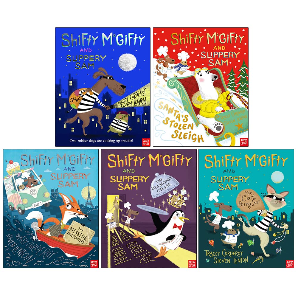 Buchsammlung „Shifty McGifty und Slippery Sam“, Serie 5, von Tracey Corderoy (Shifty McGifty und Slippery Sam, Santa's Stolen Sleigh, The Missing Masterpiece, The Diamond Chase & The Cat Burglar) Fairy Tales & Legends