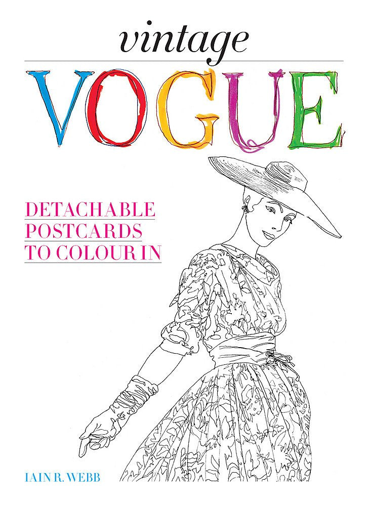 Vintage Vogue: Detachable postcards to colour in book