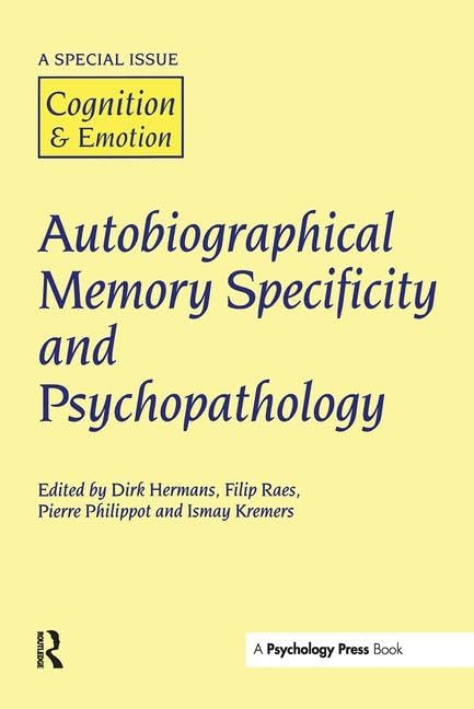 Product Image: Autobiographical Memory Specificity and Psychopathology
