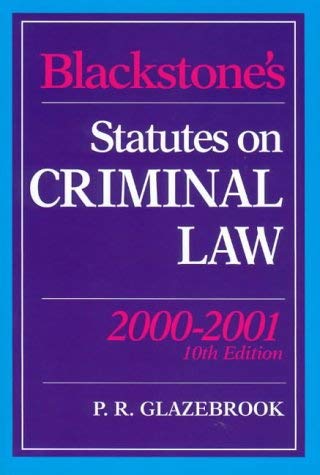 Blackstone's Statutes on Criminal Law 2000/2001 (Blackstone's Statute Books) Law