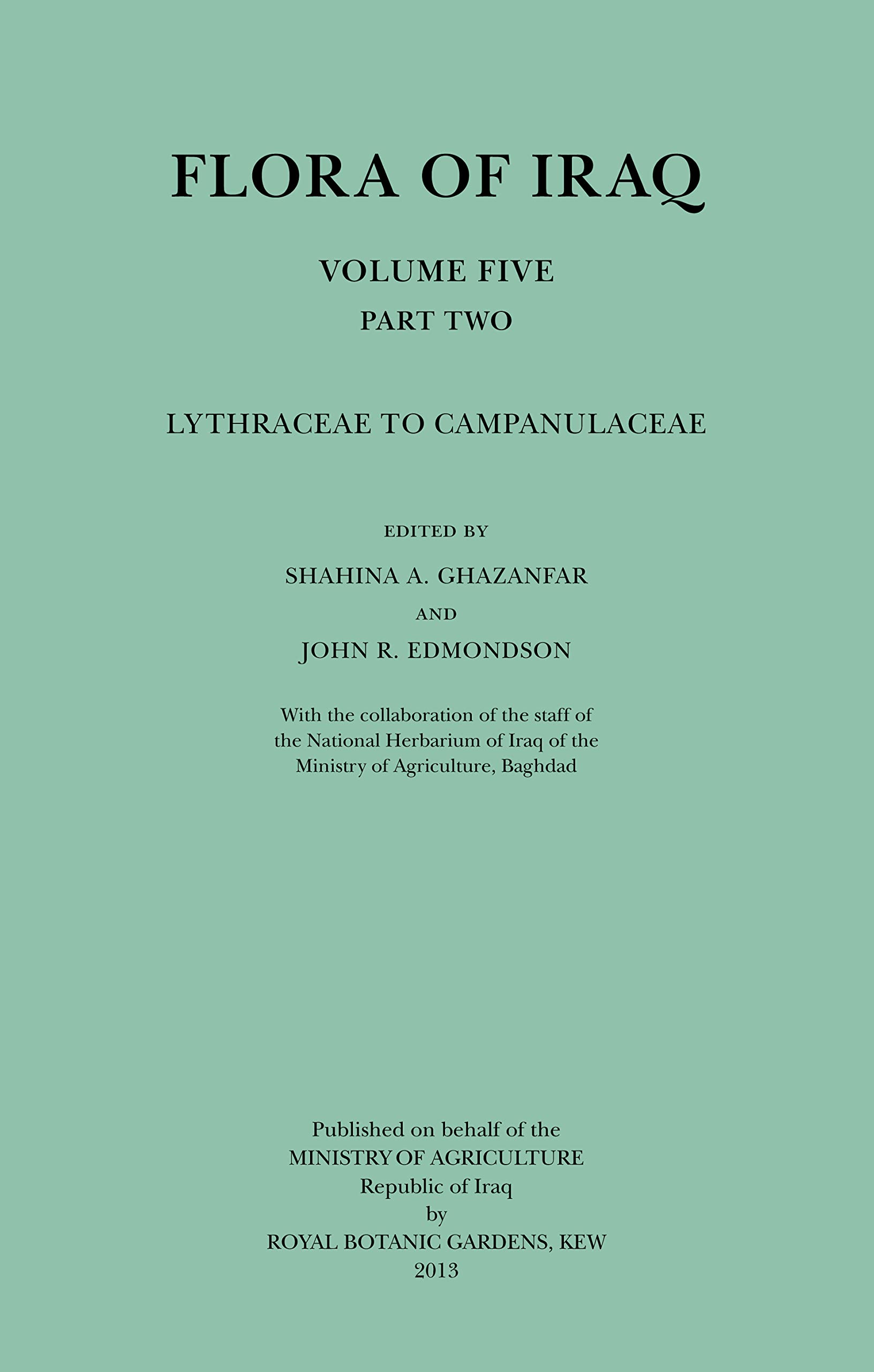 Flora of Iraq: Lythraceae to Campanulaceae Natural Sciences