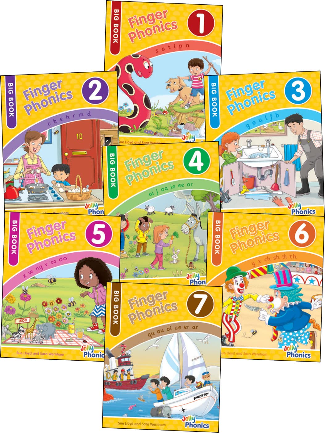 Finger Phonics Big Books 1-7: in Precursive Letters (British English edition) Reading Aloud & Learning to Read