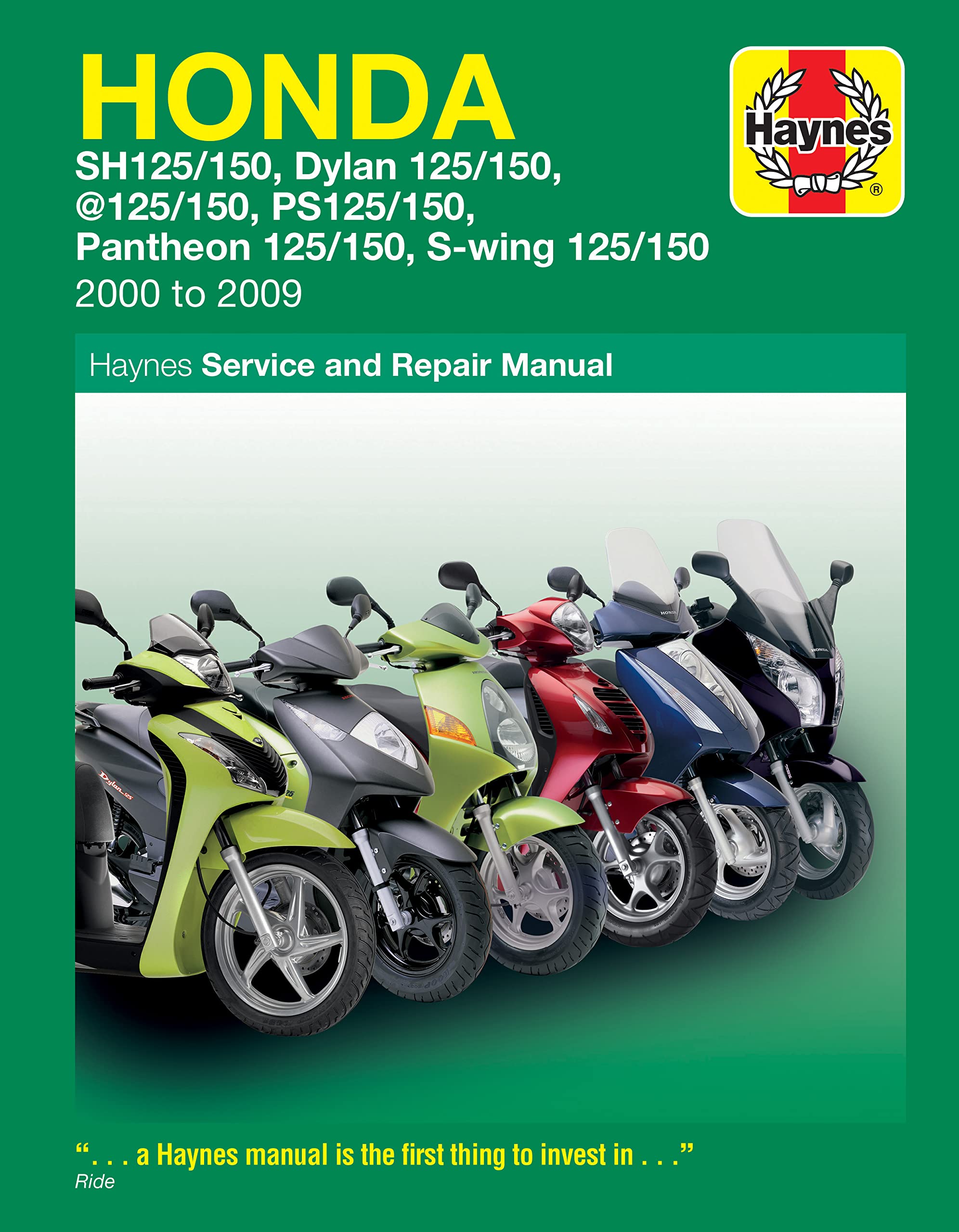 Honda 125 Scooters (SH, SES, NES, PES & FES 125) (00 - 09) Leisure, Home & Garden
