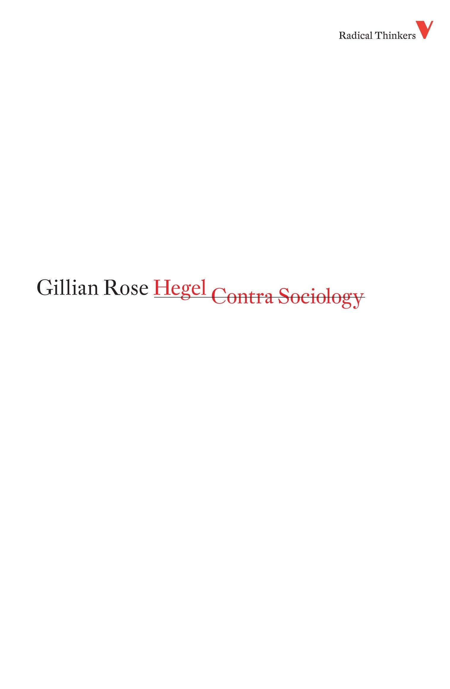 Hegel Contra Sociology book