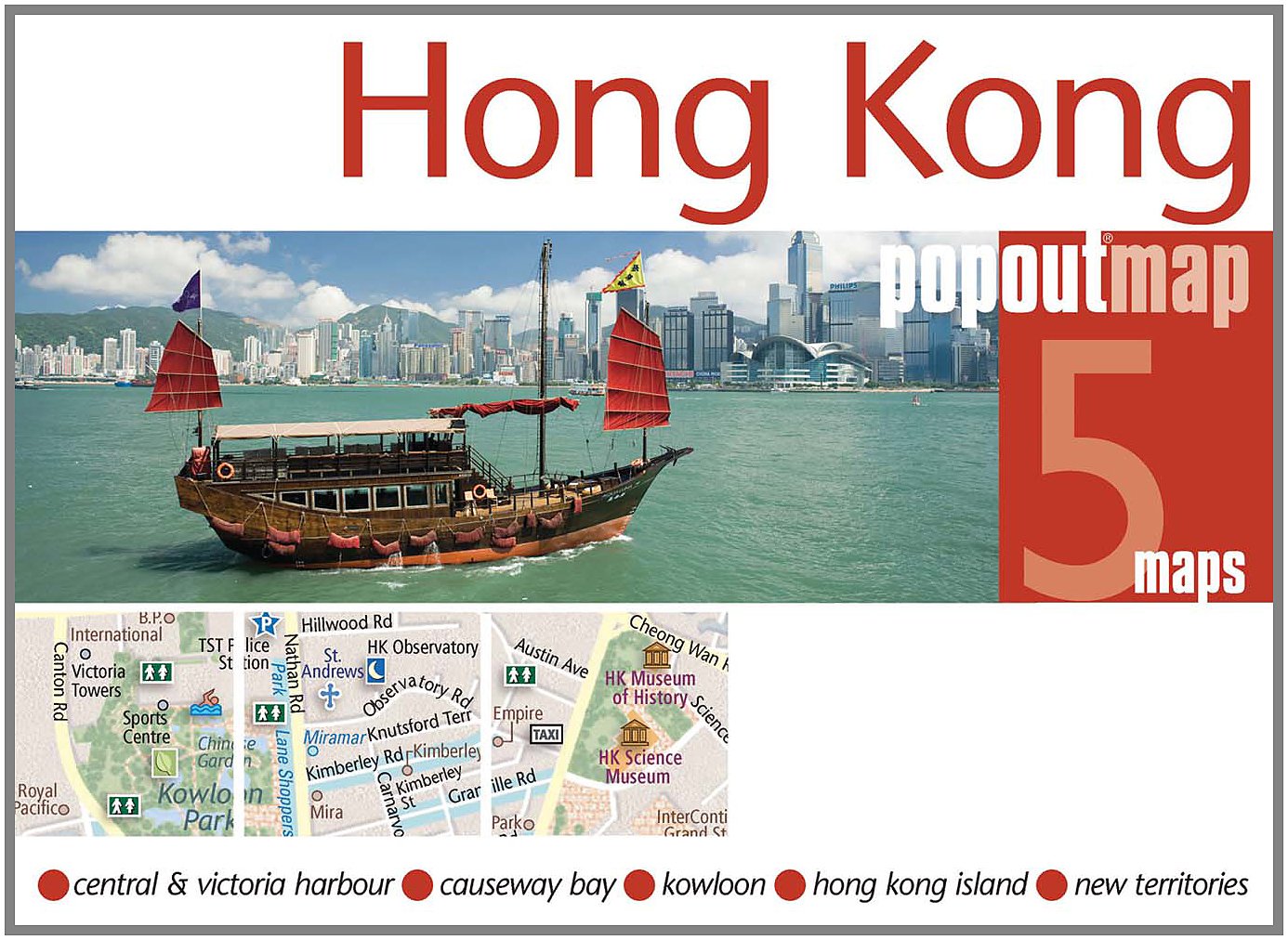 Hong Kong PopOut Map, 5 maps: Central & Victoria Harbour, Causeway Boy, Kowloon, KHong Kong Island, New Terrirories (Popout Maps) Leisure, Home & Garden