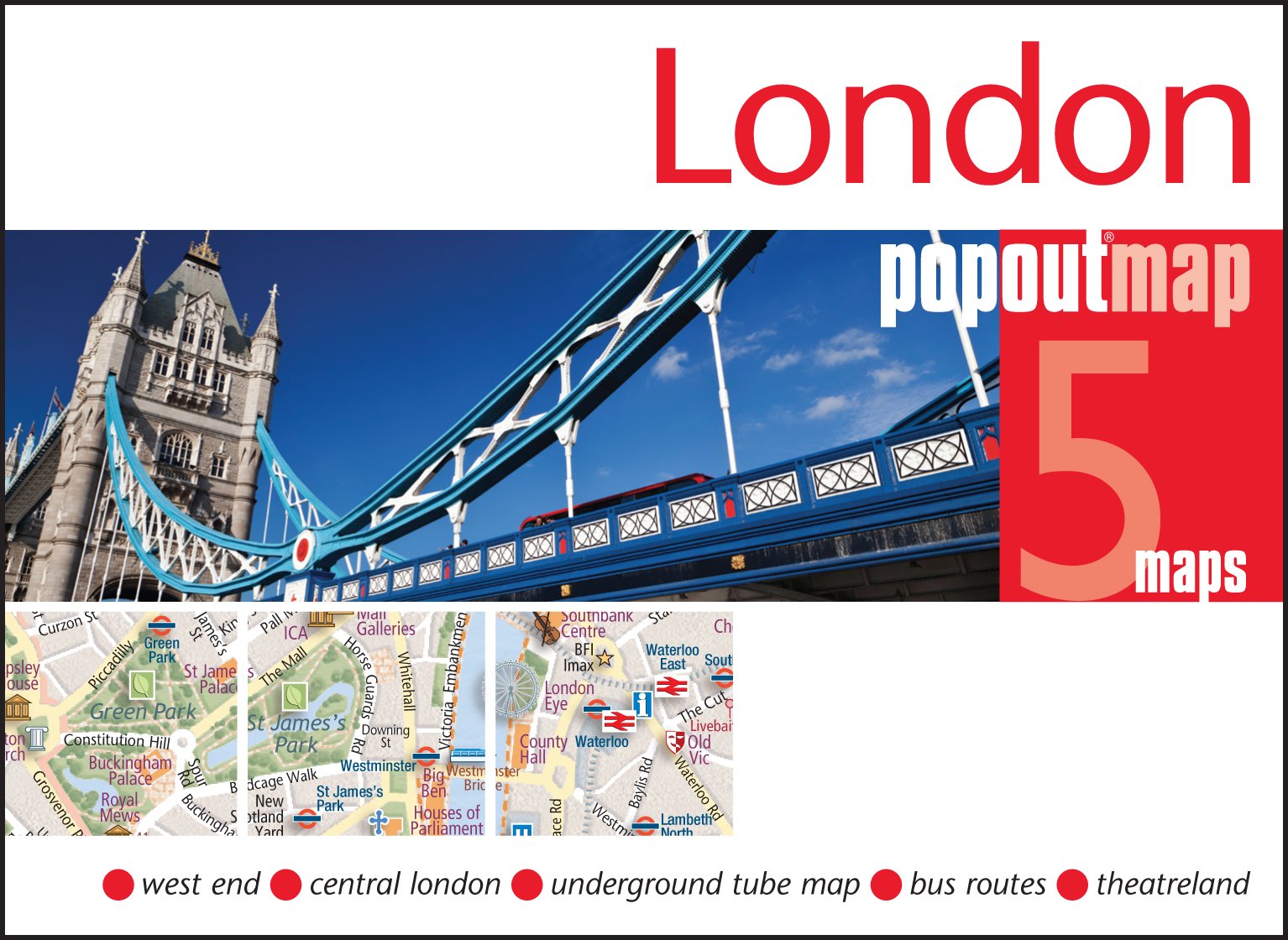 London PopOut Map, 5 maps: West End, Central London, Underground Tube Map, Bus Routes, Theatreland (Popout Maps) Leisure, Home & Garden