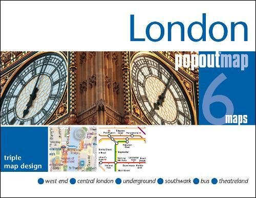 London PopOut Map, 6 maps: West End, Central London, Underground, Southwark, Bus, Theatreland. Triple map design (PopOut Maps) Leisure, Home & Garden