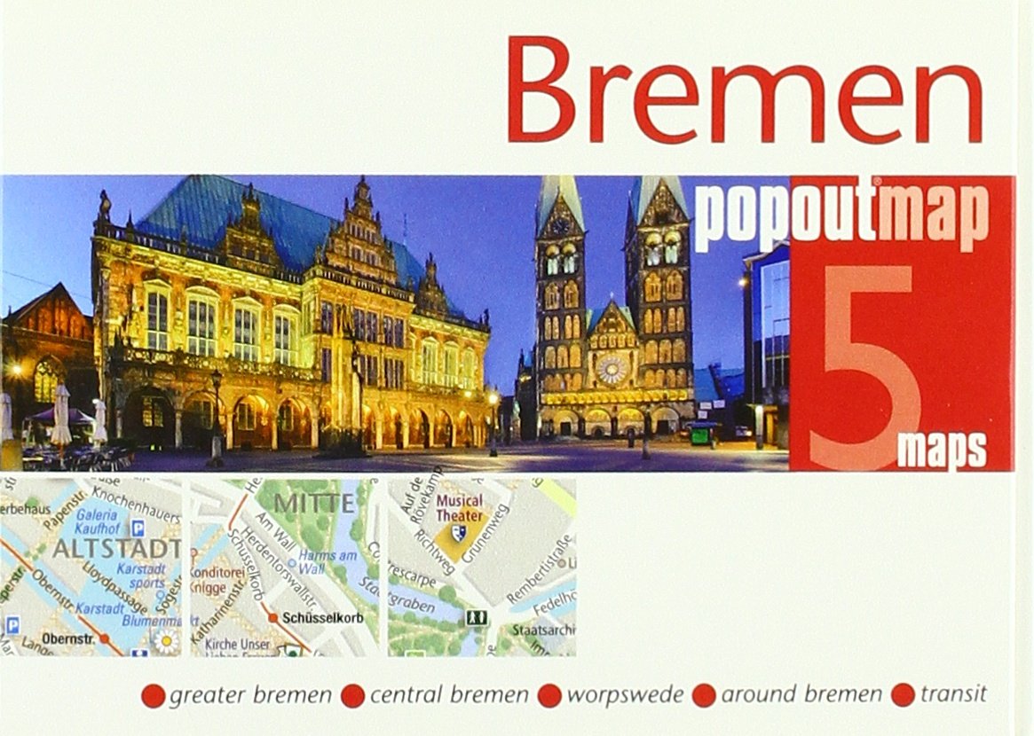 Bremen PopOut Map, 5 maps: Greater Bremen, Central Bremen, Worpswede, Around Bremen, Transit Stationery