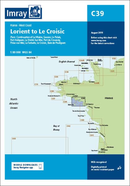 C39 Lorient to Le Croisic, Imray Chart: 1:80.000 (Imray C Series) Leisure, Home & Garden