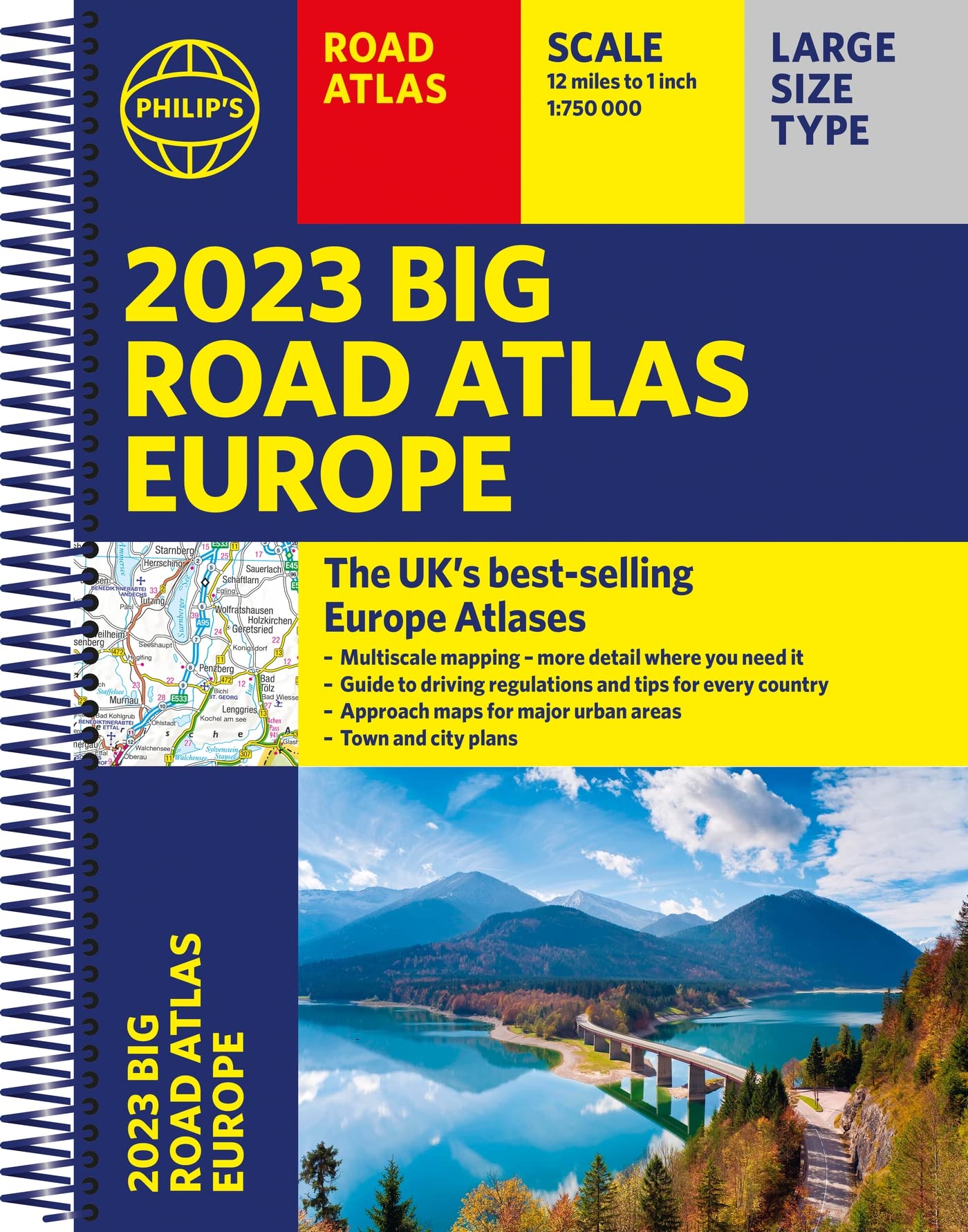 2023 Philip's Big Road Atlas Europe: (A3 Spiral binding) book
